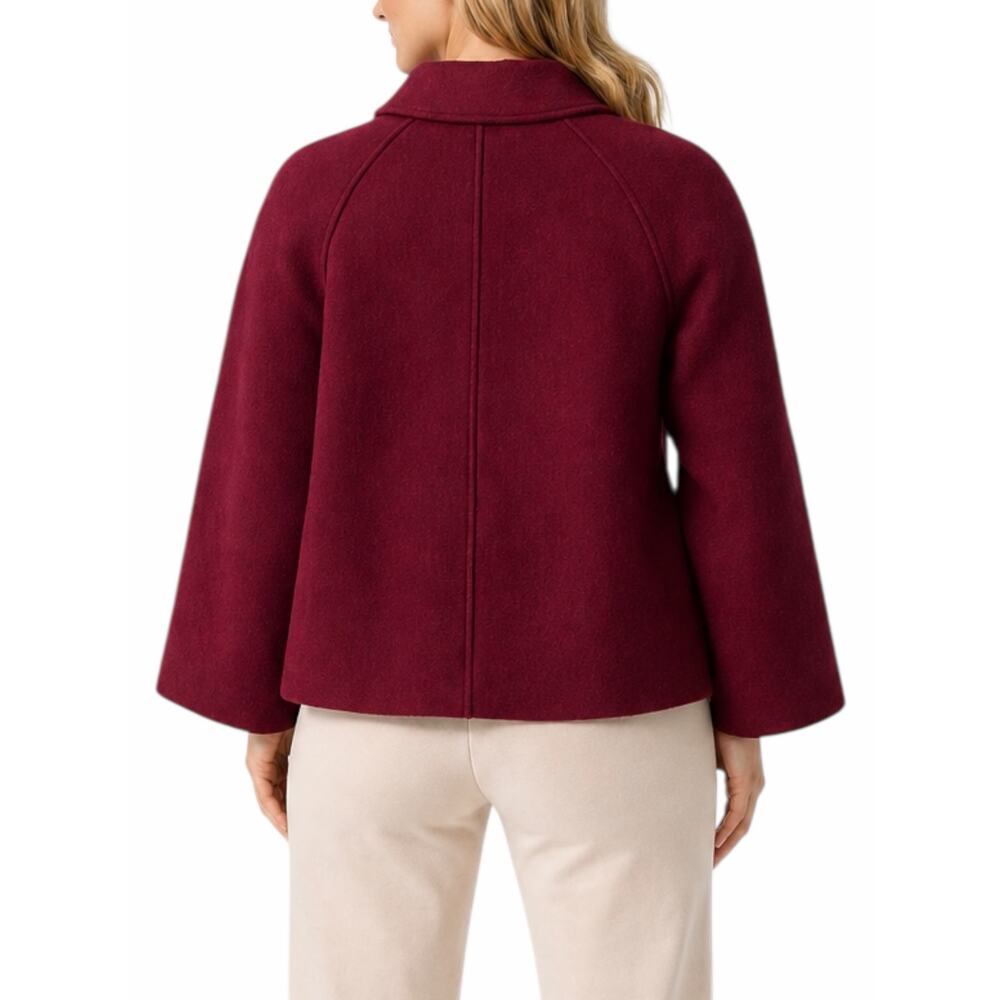 J. Crew Cropped Wool Blend Swing Coat Vintage Burgundy Size M Petite - Picture 2 of 12